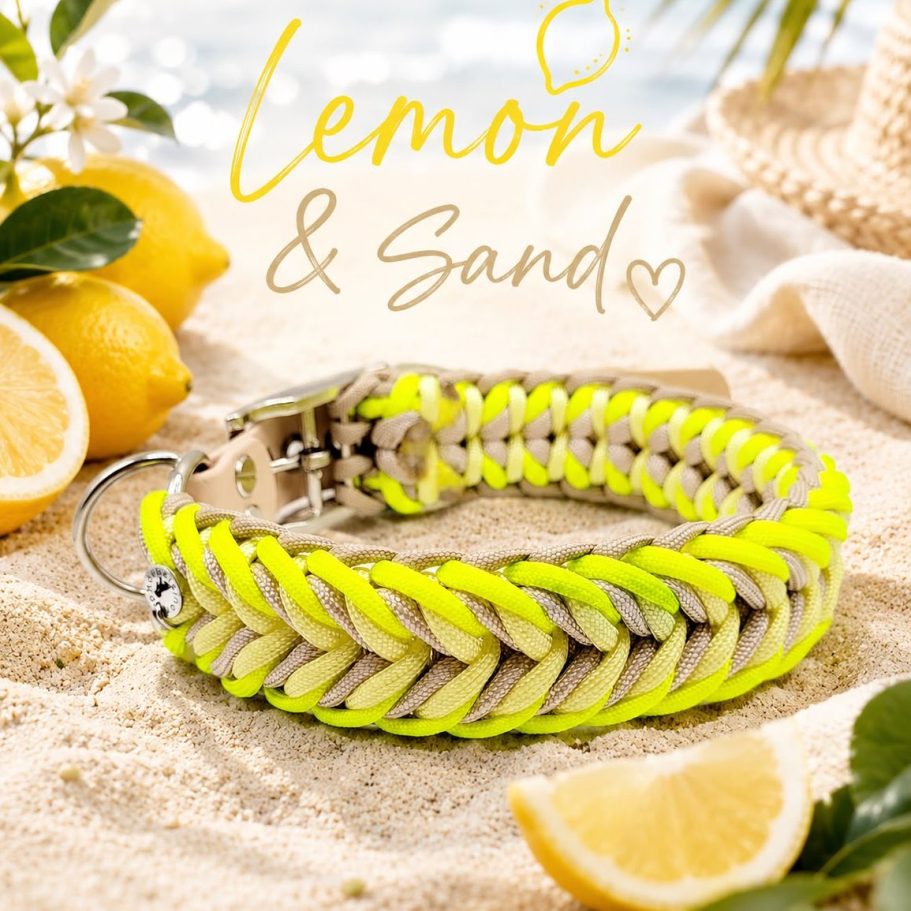 Hundehalsband lemon & sand
